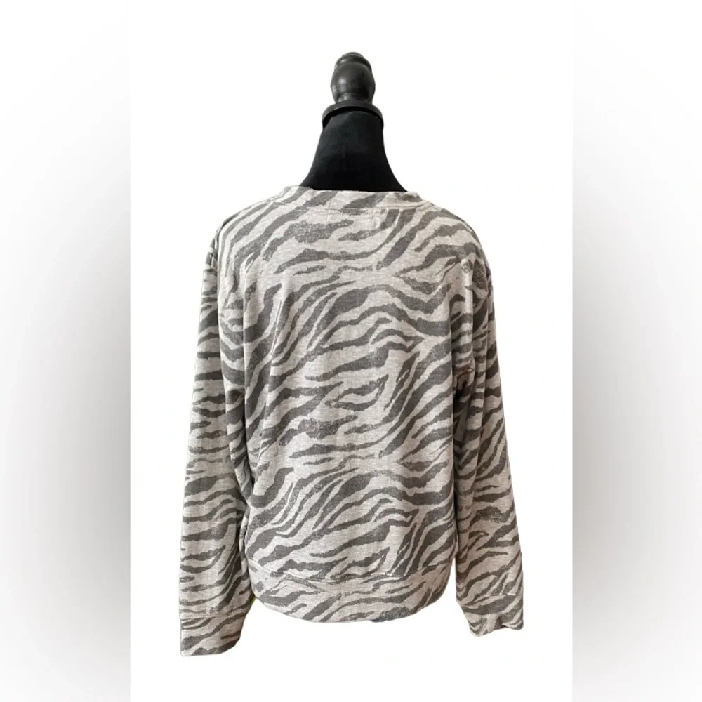 Knox Rose: Gray Zebra Print Sweatshirt with Twist Front
